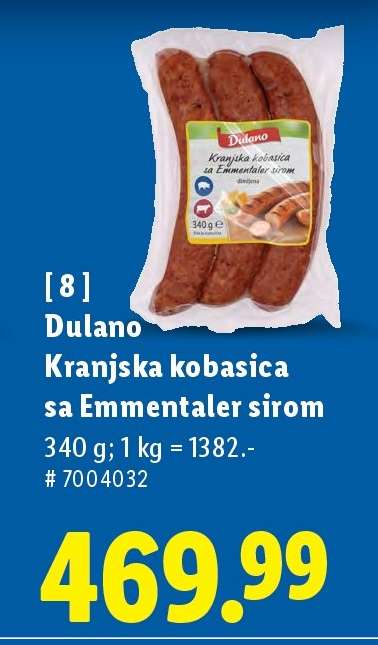 Dulano Kranjska kobasica sa Emmentaler sirom