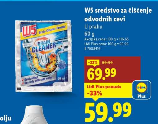 W5 sredstvo za čišćenje odvodnih cevi