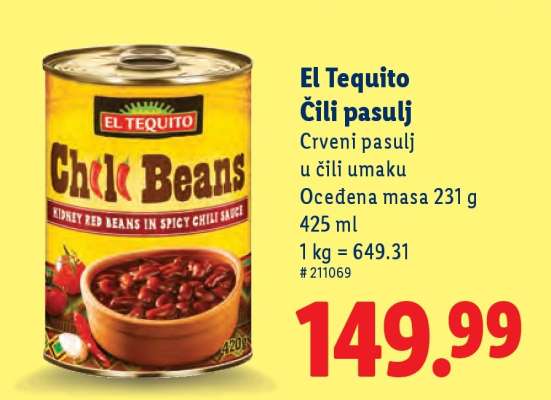 El Tequito Čili pasulj