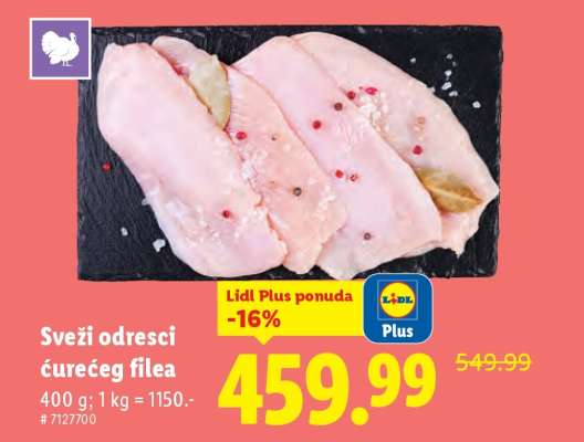 Sveži odresci ćurećeg filea