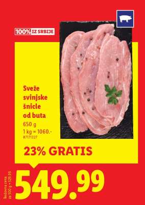 Sveže svinjske šnicle od buta
