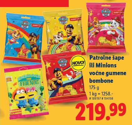 Patrolne šape ili Minions voćne gumene bombone