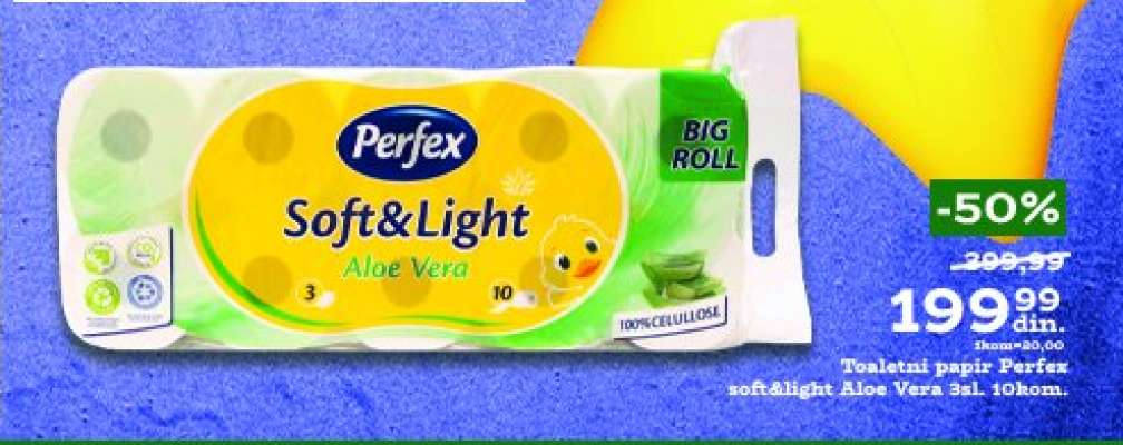 Toaletni papir Perfex soft&light Aloe Vera 3sl. 10kom.