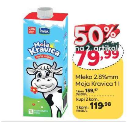 Mleko 2.8%mm Moja Kravica 1 l