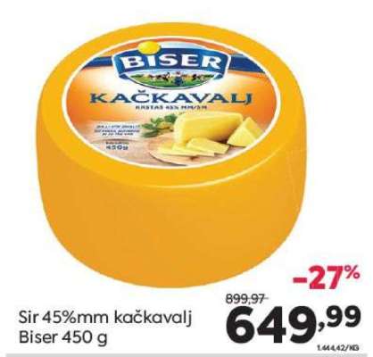 Sir 45%mm Kačkavalj Biser 450 g