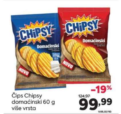 Čips Chipsy domaćinski 60 g više vrsta