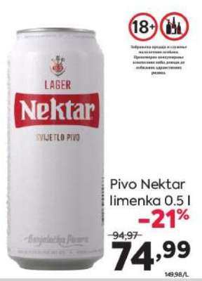 Pivo Nektar limenka 0.5 l