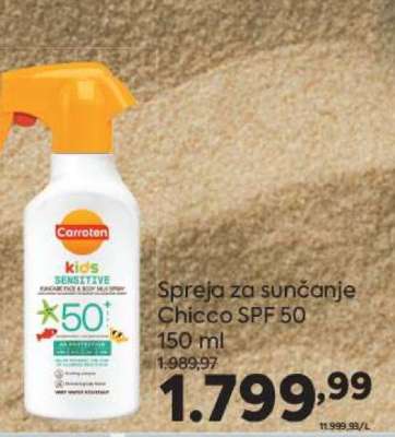 Spreja za sunčanje Chicco SPF 50 150 ml