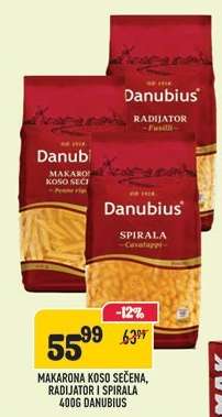 Makarona Koso Sečena, Radijator i Spirala 400g Danubius