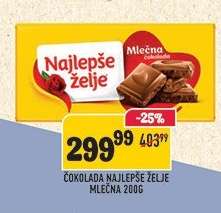 Čokolada Najlepše Želje Mlečna 200g