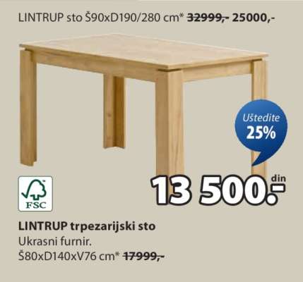 LINTRUP TRPEZARIJSKI STO