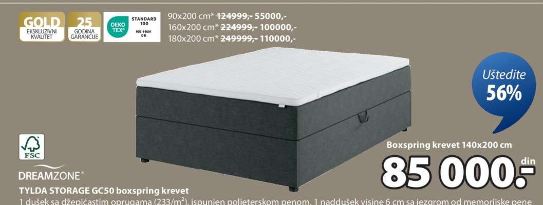DREAMZONE TYLDA STORAGE GC50 boxspring krevet