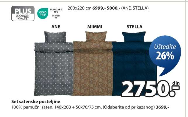 SET SATENSKE POSTELJINE