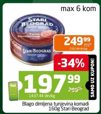 Blago dimljena tunjevina komadi 160g Stari Beograd