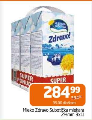 Mleko Zdravo Subotička mlekara 2%mm 3x1l