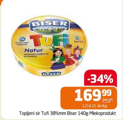 Topljeni sir Tufi 38%mm Biser 140g