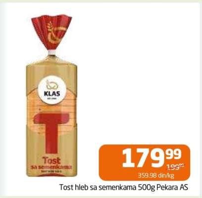 Tost hleb sa semenkama 500g Pekara AS