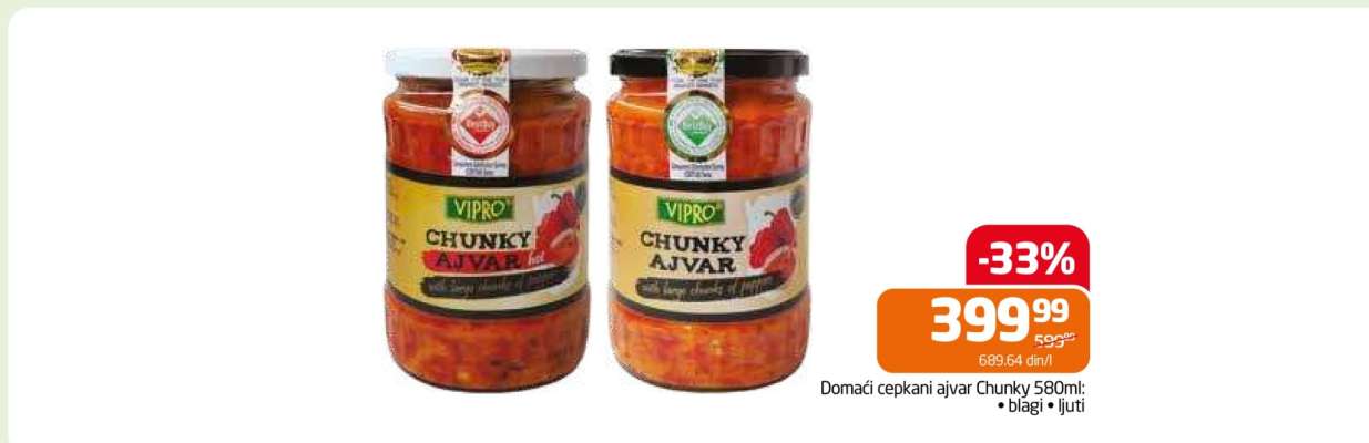 Domáci opekani ajvar Chunky 580ml