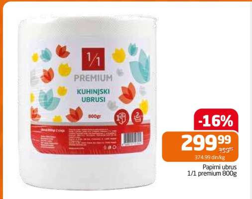 Papirni ubrus 1/1 premium 800g