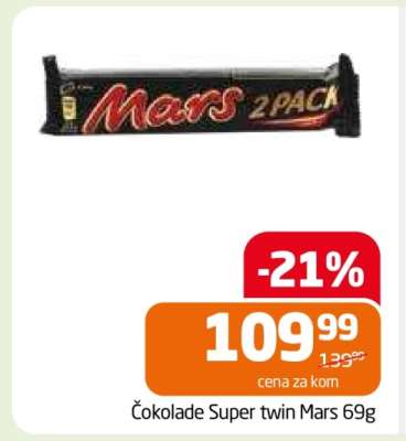 Čokolade Super twin Mars 69g
