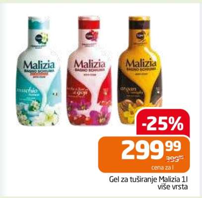 Gel za tuširanje Malizia 1l više vrsta