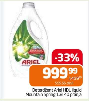 Deterdžent Ariel HDL liquid Mountain Spring 1.8l 40 pranja