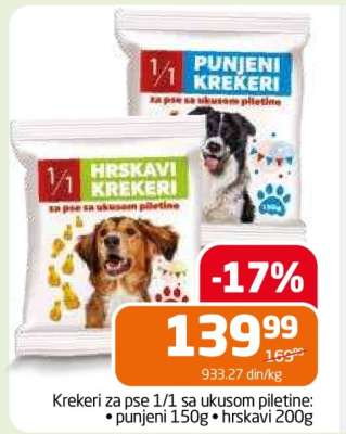 Krekeri za pse 1/1 sa ukusom piletine
