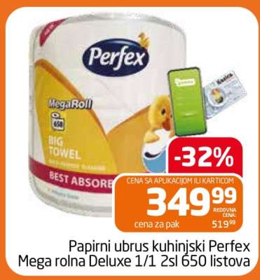 Papirni ubrus kuhinjski Perfex Mega rolna Deluxe 1/1 2sl 650 listova