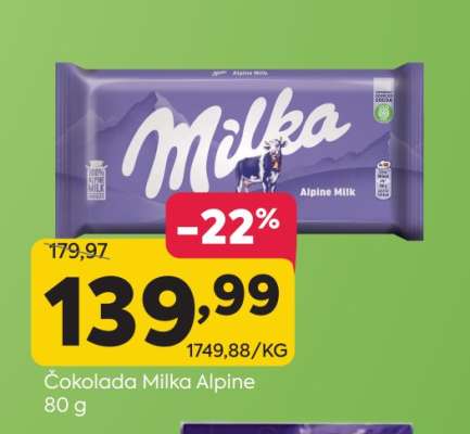 Čokolada Milka alpine