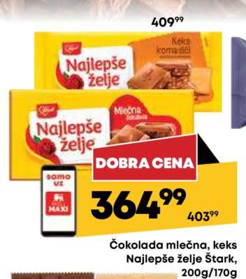 Čokolada mlečna, keks Najlepše želje Štark