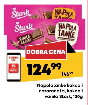 Napolatanke kakao i narandža, kakao i vanila Stark, 130g