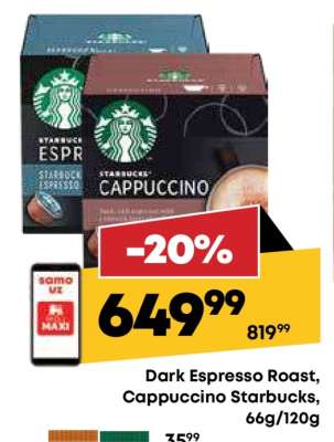 Dark Espresso Roast, Cappuccino Starbucks, 66g/120g