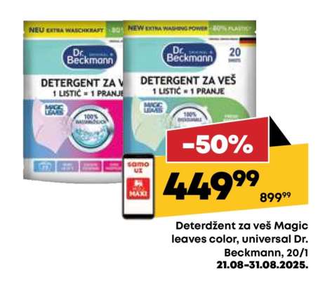 Deterdžent za veš Magic leaves color, universal Dr. Beckmann, 20/1