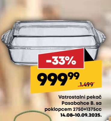 Vatrostalni pekač Pasabahce B. sa poklopcem 2750+1375cc