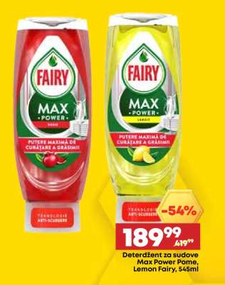 Deterdžent za sudove Max Power Pome, Lemon Fairy, 545ml