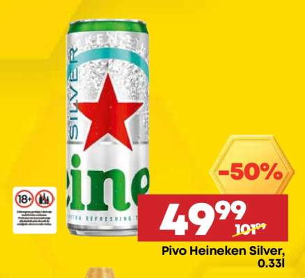 Pivo Heineken Silver, 0.33l
