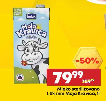 Mleko sterilizovano 1.5%mm Moja Kravica, 1l