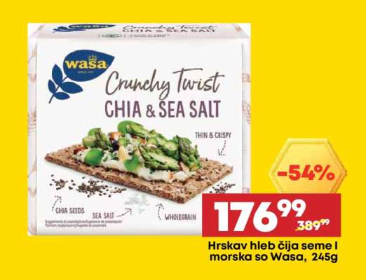 Hrsakav hleb čija seme I morska so Wasa, 245g