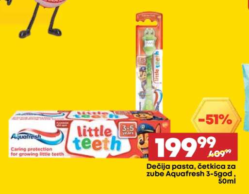 Dečija pasta, četkica za zube Aquafresh 3-5god, 50ml