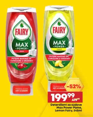 Deterdžent za sudove Max Power Pome, Lemon Fairy, 545ml