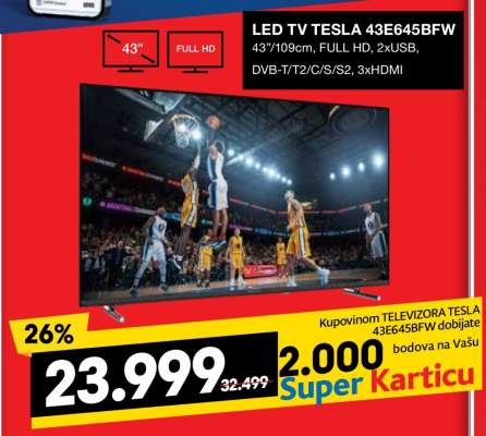 LED TV TESLA 43E645BFW