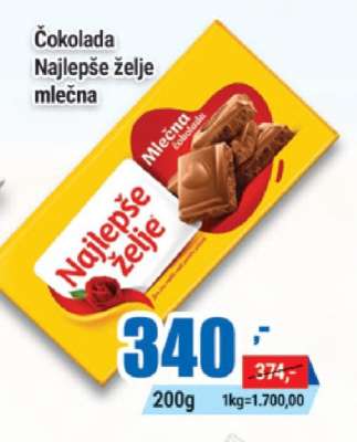 Čokolada Najlepše želje mlečna