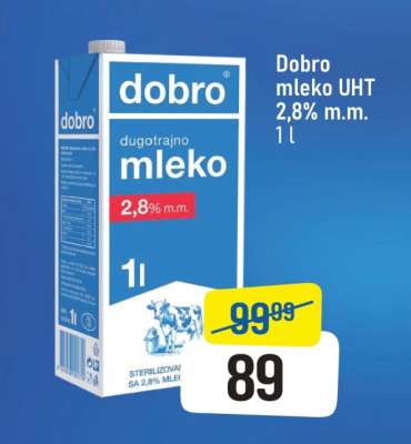 Dobro mleko UHT 2,8% m.m. 1 l