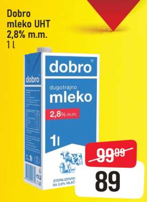 Dobro mleko UHT 2,8% m.m.