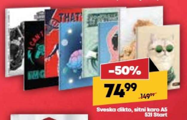 Sveska dikto, sitni karo A5 52l Start