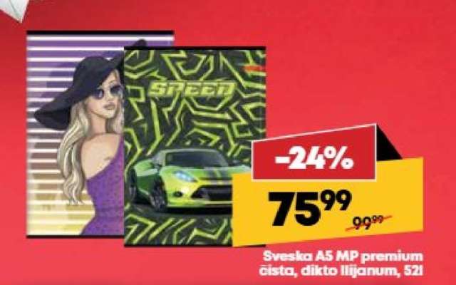 Sveska A5 MP premium čista, dikto liljanum, 52l