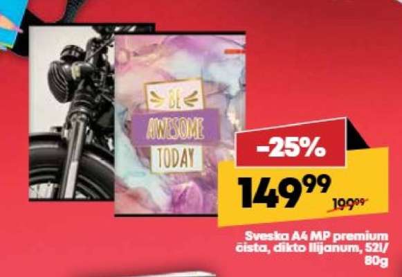 Sveska A4 MP premium čista, dikto liljanum, 52l/80g