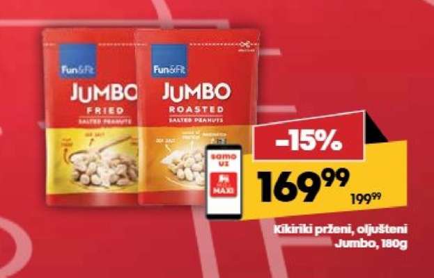 Kikiriki prženi, oljušteni Jumbo, 180g