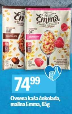 Ovsena kaša čokolada, malina Emma, 65g