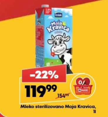 Mleko sterilizovano Moja kravica, 1l